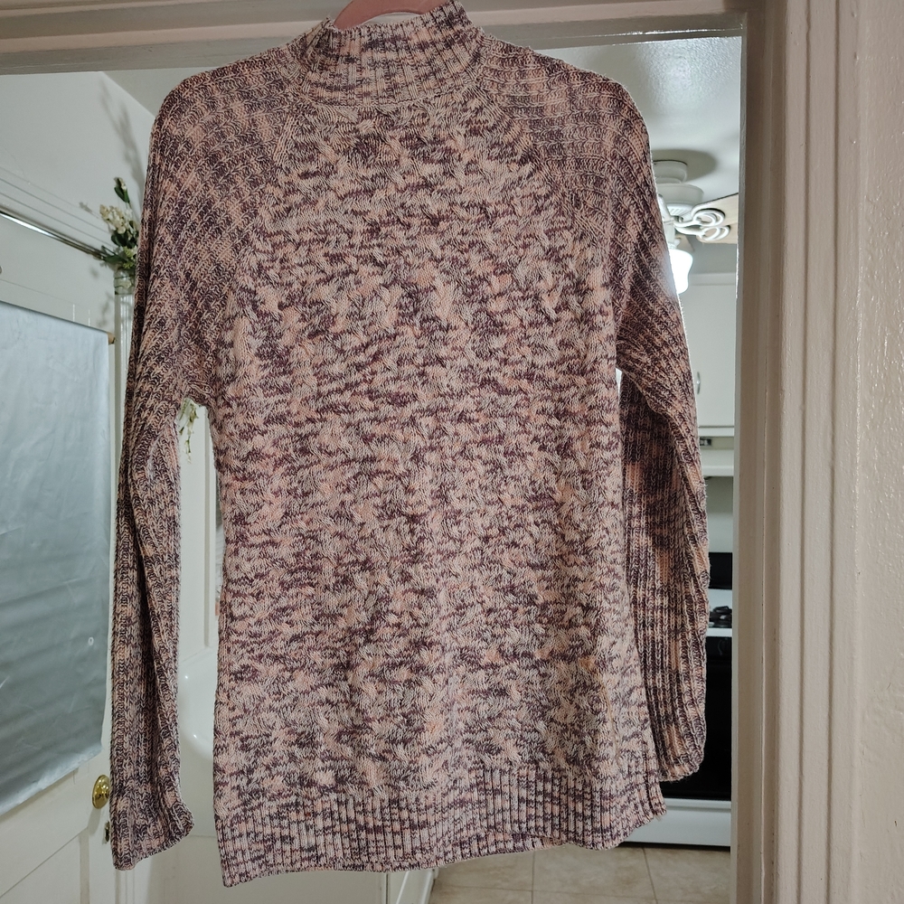 Croft & Barrow Purple and Cream Knit Sweater COZY WARM LONG SLERVE NEUTRAL STYLE